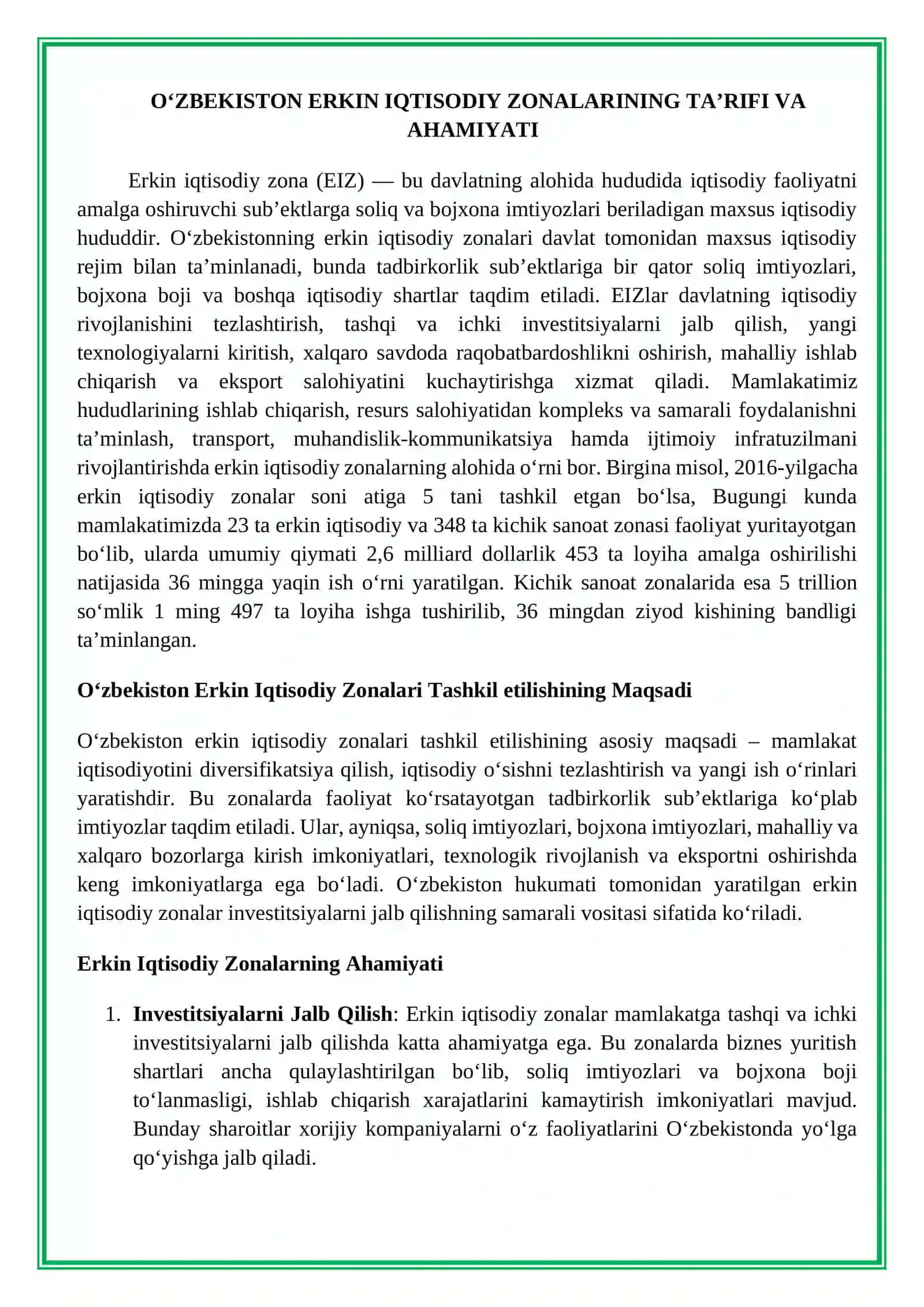 O‘ZBEKISTON ERKIN IQTISODIY ZONALARI GEOGRAFIYASI 4