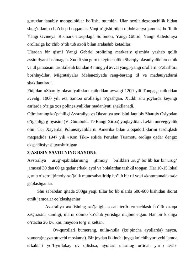 Okeaniya xalqlari. Papuaslar, Polineziya va Melaneziya xalqlari. Hindiston xalqlari 4