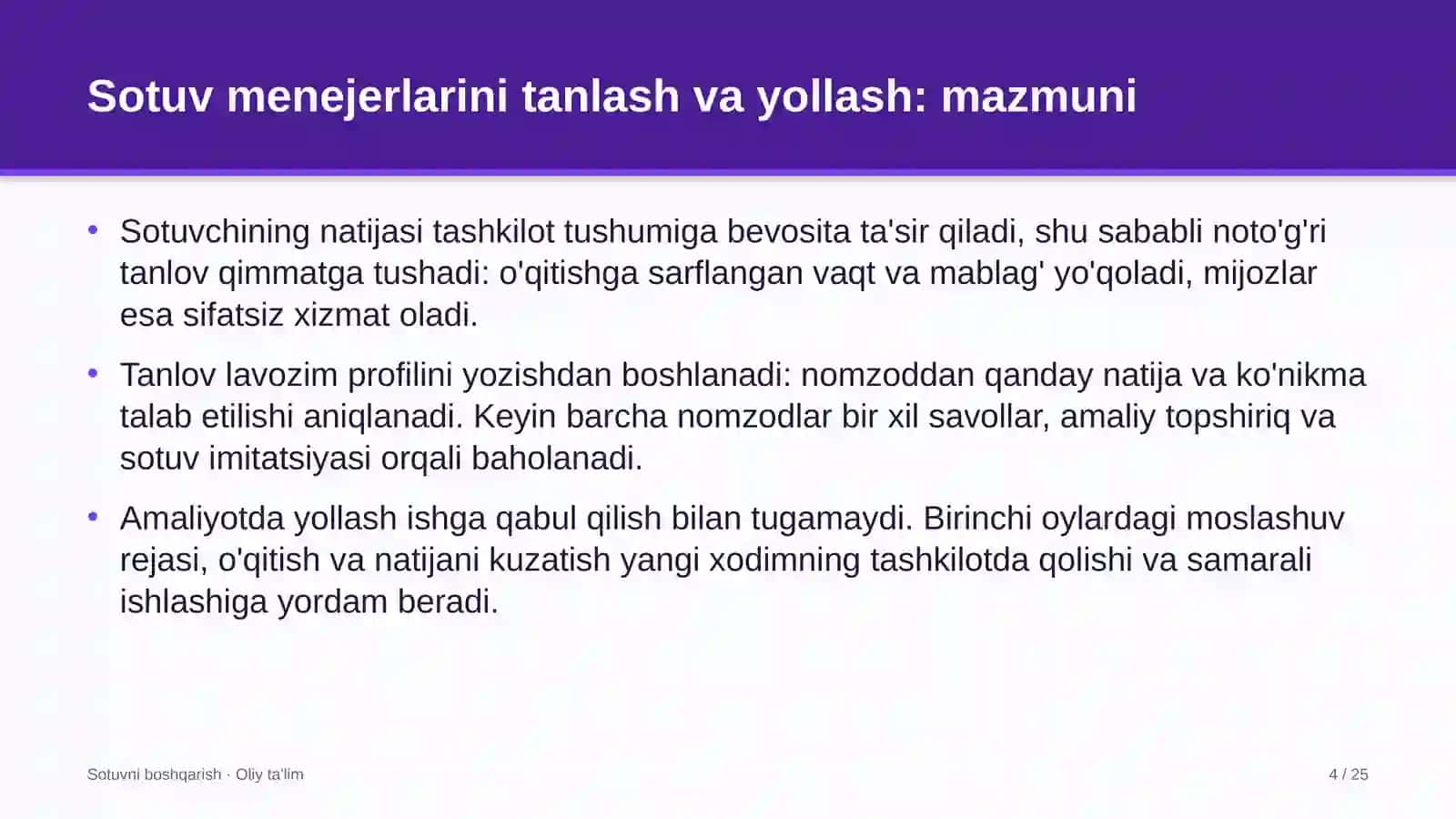 Ehtiyot qismlar do'konlarida sotuv menejerlarini tanlash va yollash 4