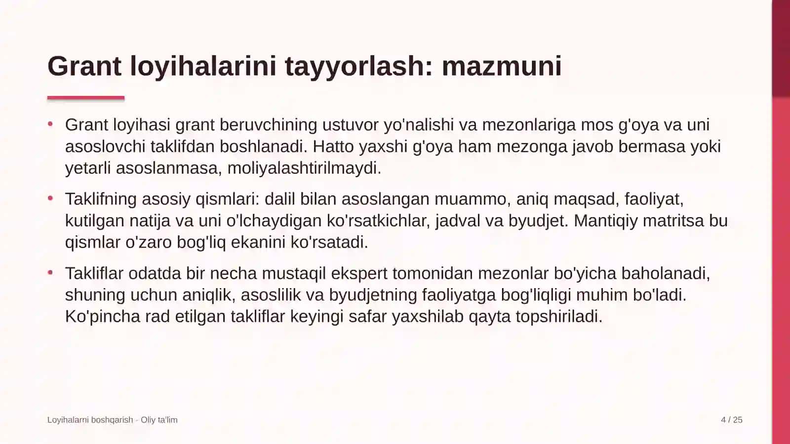 Korrupsiyaga qarshi kurashish organlarida grant loyihalarini tayyorlash 4