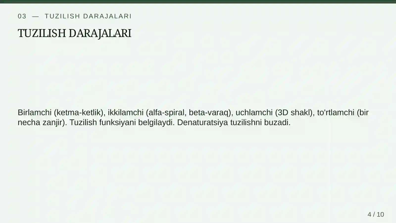 Oqsillar va ularning organizmdagi ahamiyati 4