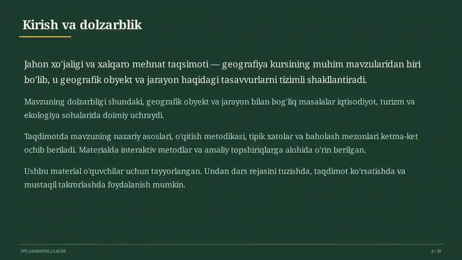 Jahon xo'jaligi va xalqaro mehnat taqsimoti (10-sinf) 4