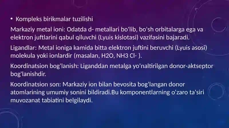 Kompleks hosil qilishda muvozanat 4