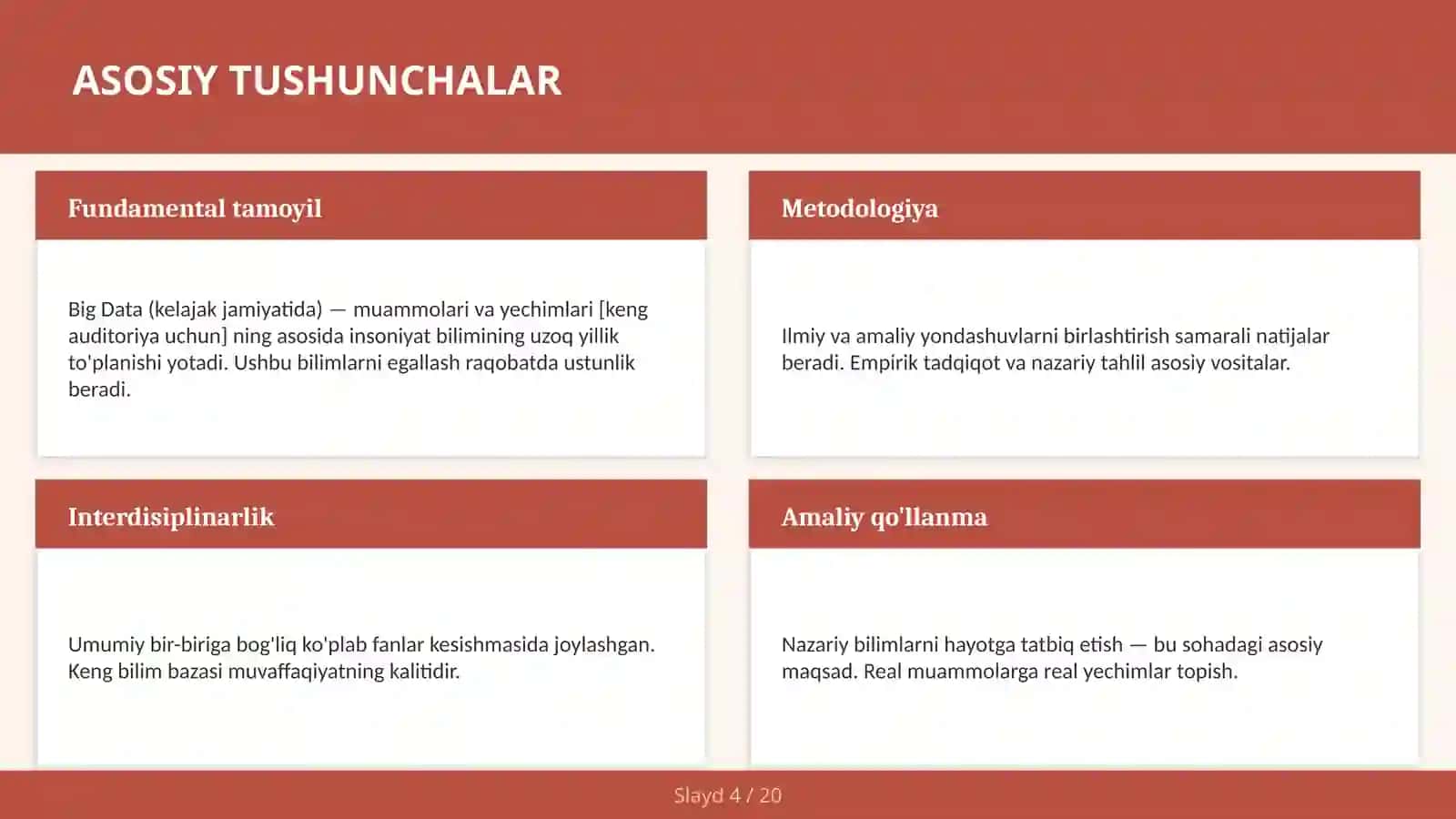 BIG DATA (KELAJAK JAMIYATIDA) — MUAMMOLARI VA YECHIMLARI 4
