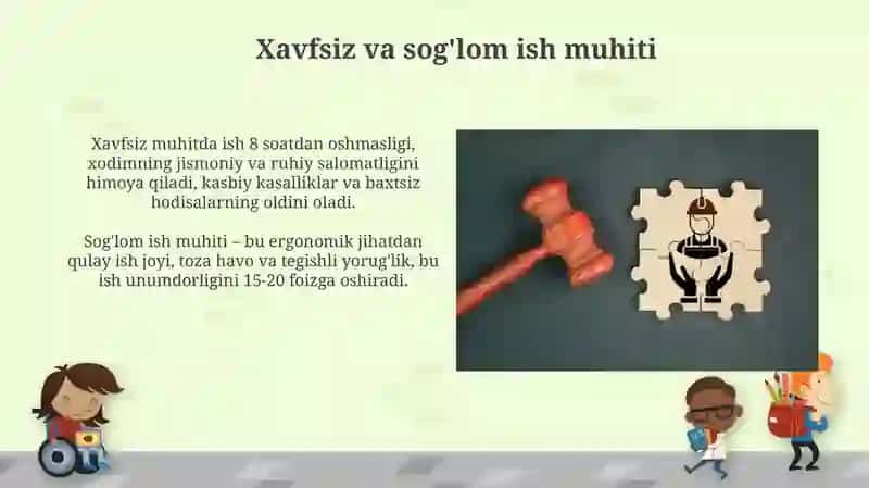 Mehnat muhofazasi qonunlarini fuqarolarga foydali tomonlari 4