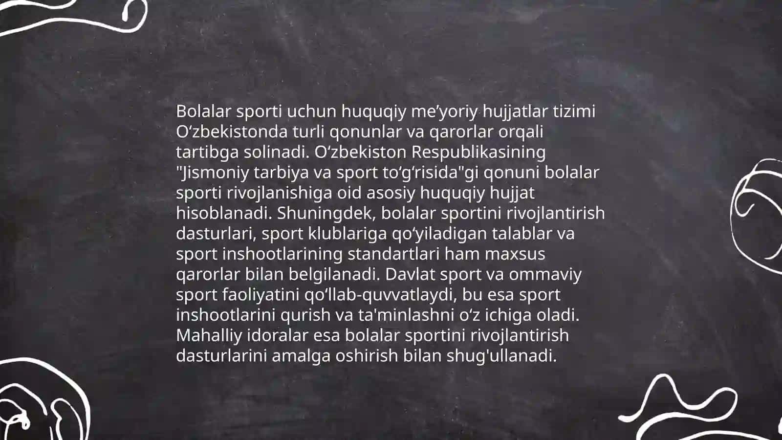 O‘zbekistonda bolalar sportining huquqiy me’yoriy asoslari 4