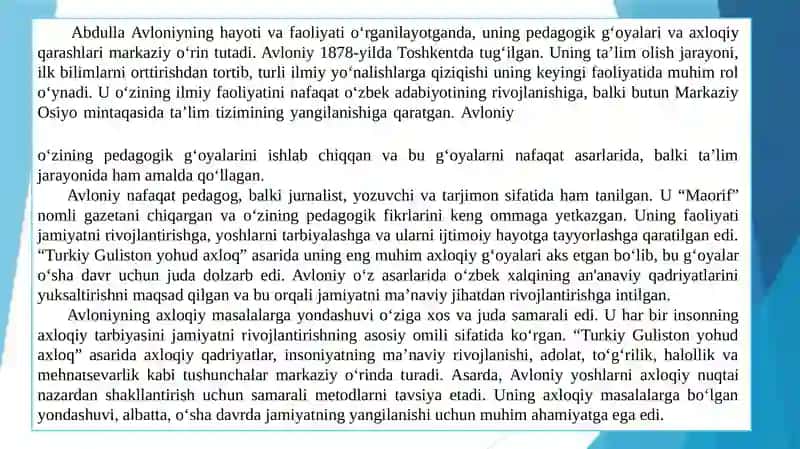 “Turkiy Guliston yoxud axloq” asarining ta'limiy va tarbiyaviy ahamiyati 4