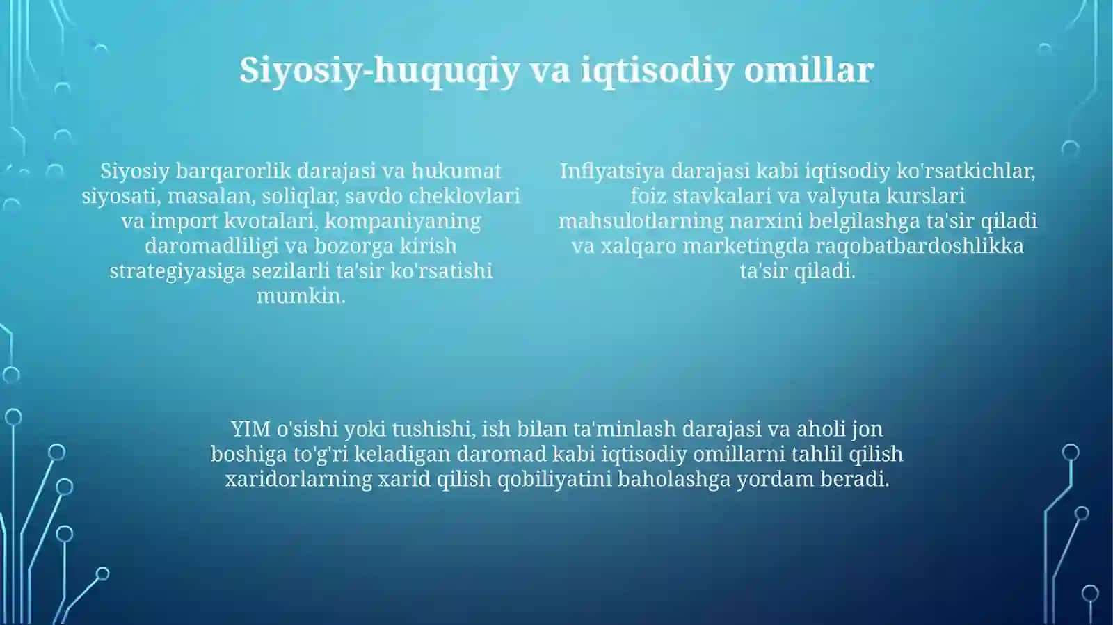 Xalqaro marketing muhiti va unga ta’sir qiluvchi omillar 4