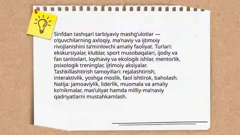 O'quv tarbiya ishlarining amalga oshirishning shakllari, turlari va mohiyati 4