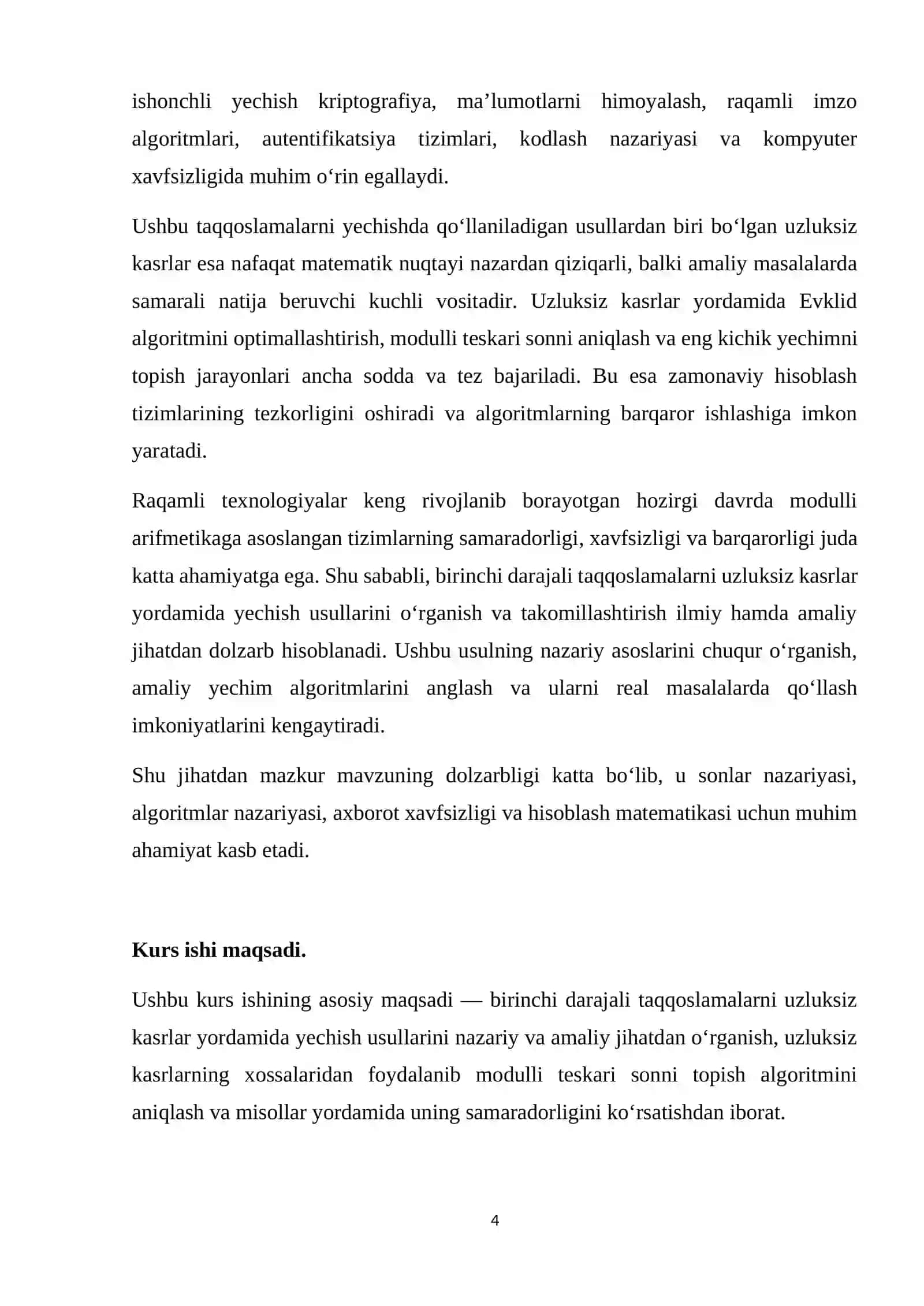 "Algebra va sonlar nazariyasi" FANIDAN KURS ISHI 4