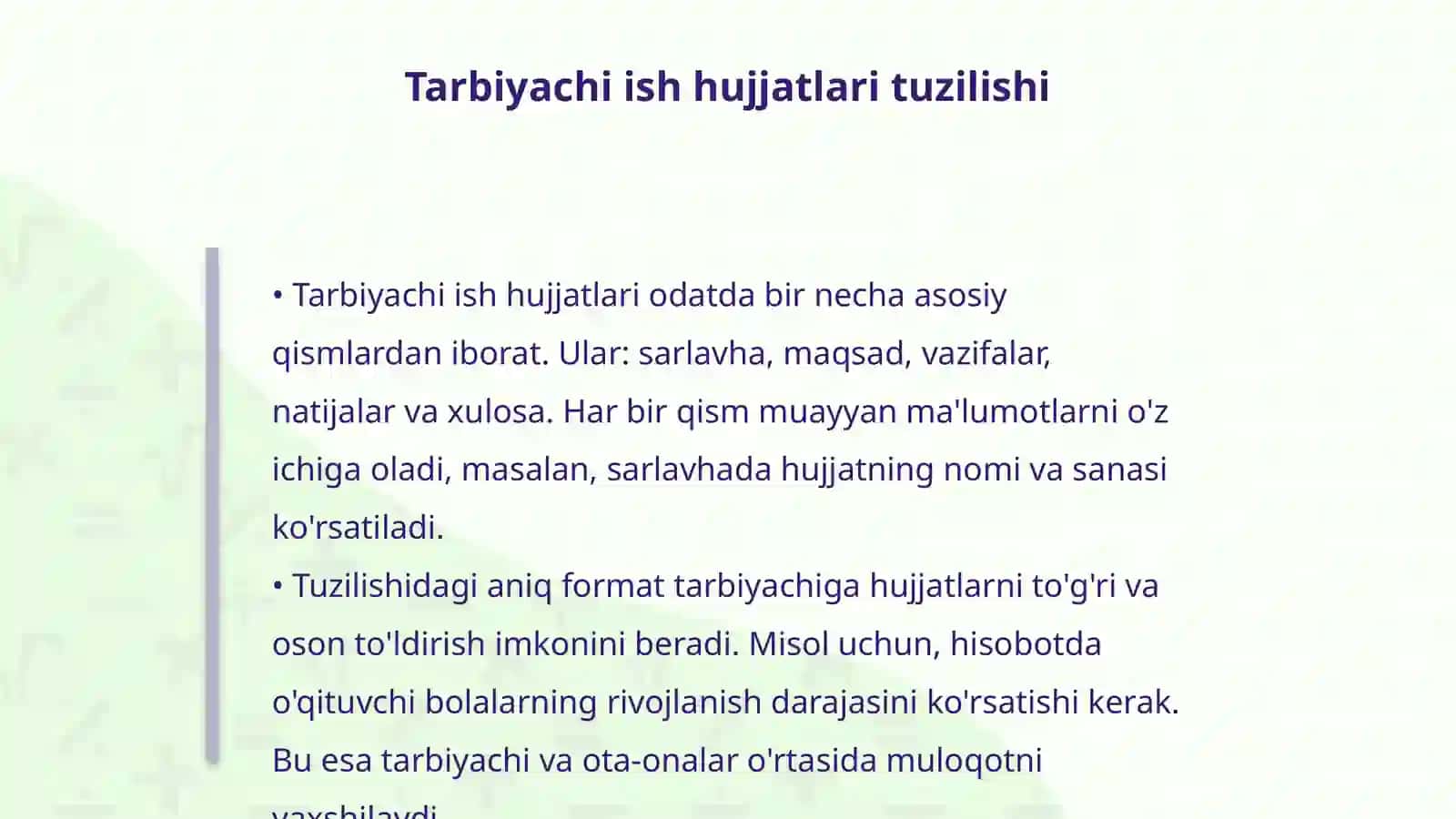 Tarbiyachi ish hujjatlarini o'rganish 4