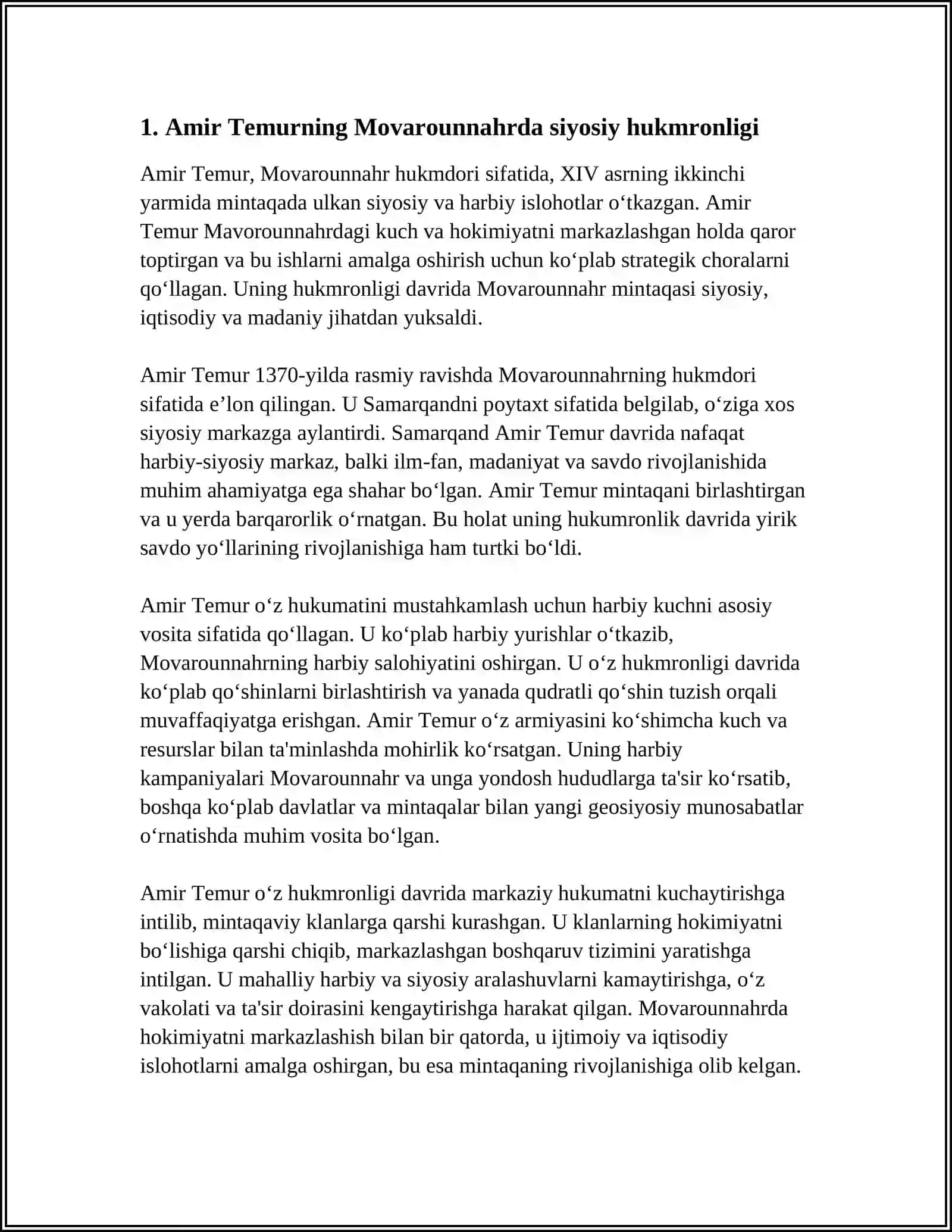 AMIR TEMUR MOVOROUNNAHR HUKMDORI REFERAT 4