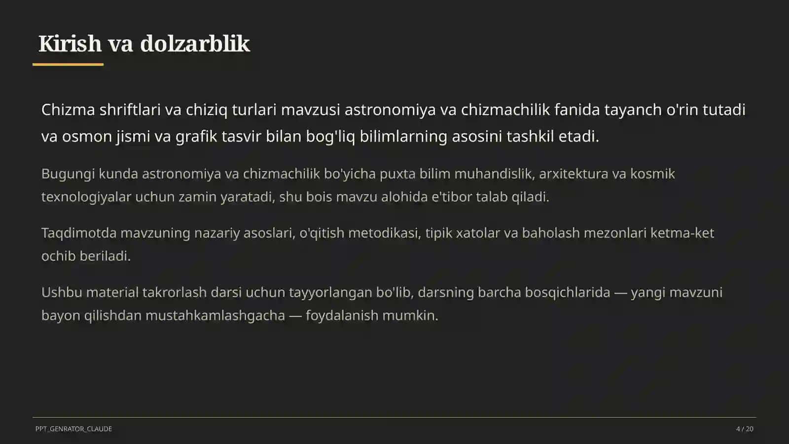 Chizma shriftlari va chiziq turlari (8-sinf) 4