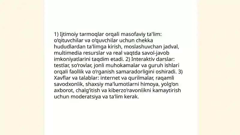 Ta'limda ijtimoiy tarmoqlardan foydalanish imkoniyatlari va xavflari 4