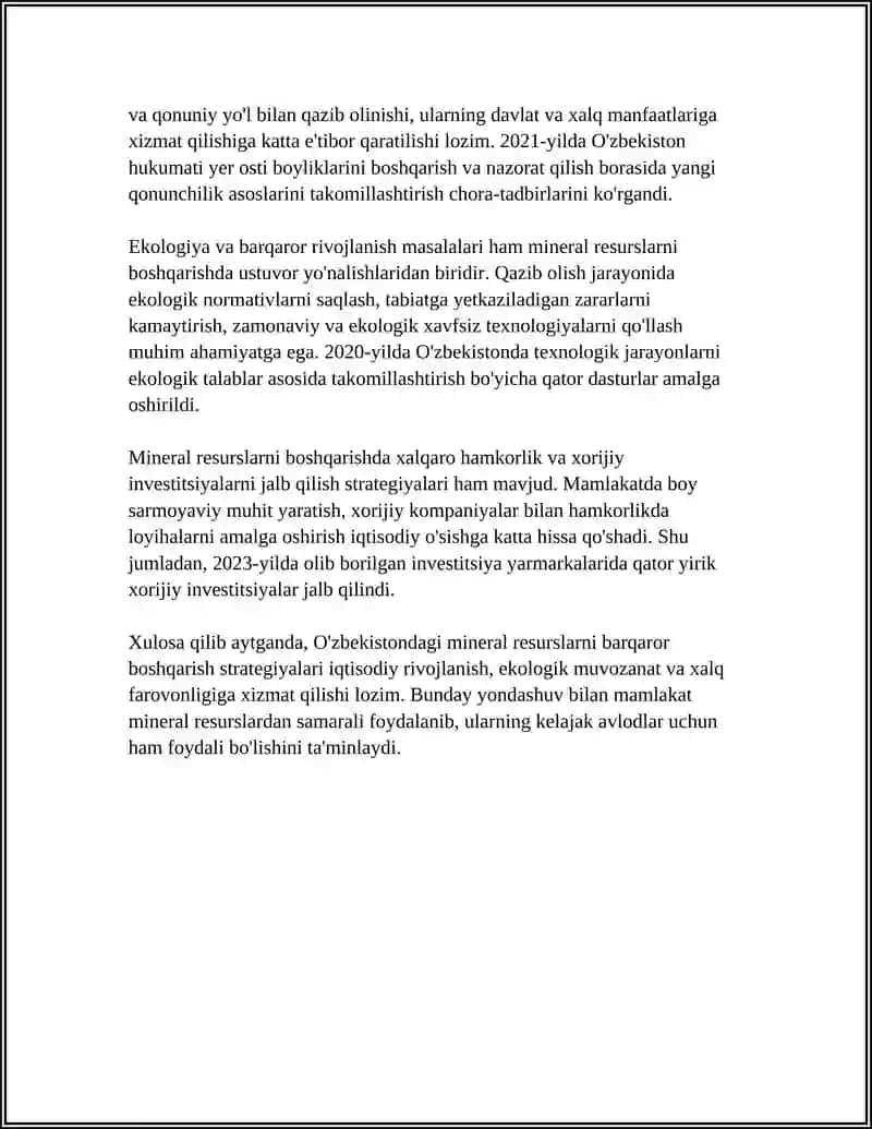 O'ZBEKISTONDAGI MINERAL VA ENERGITIKA RESURSLARIDAN OQILONA FOYDALANISH 4