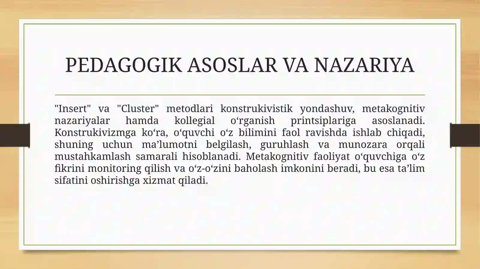 Darsda "Insert", " Cluster" metodlaridan foydalanish 4
