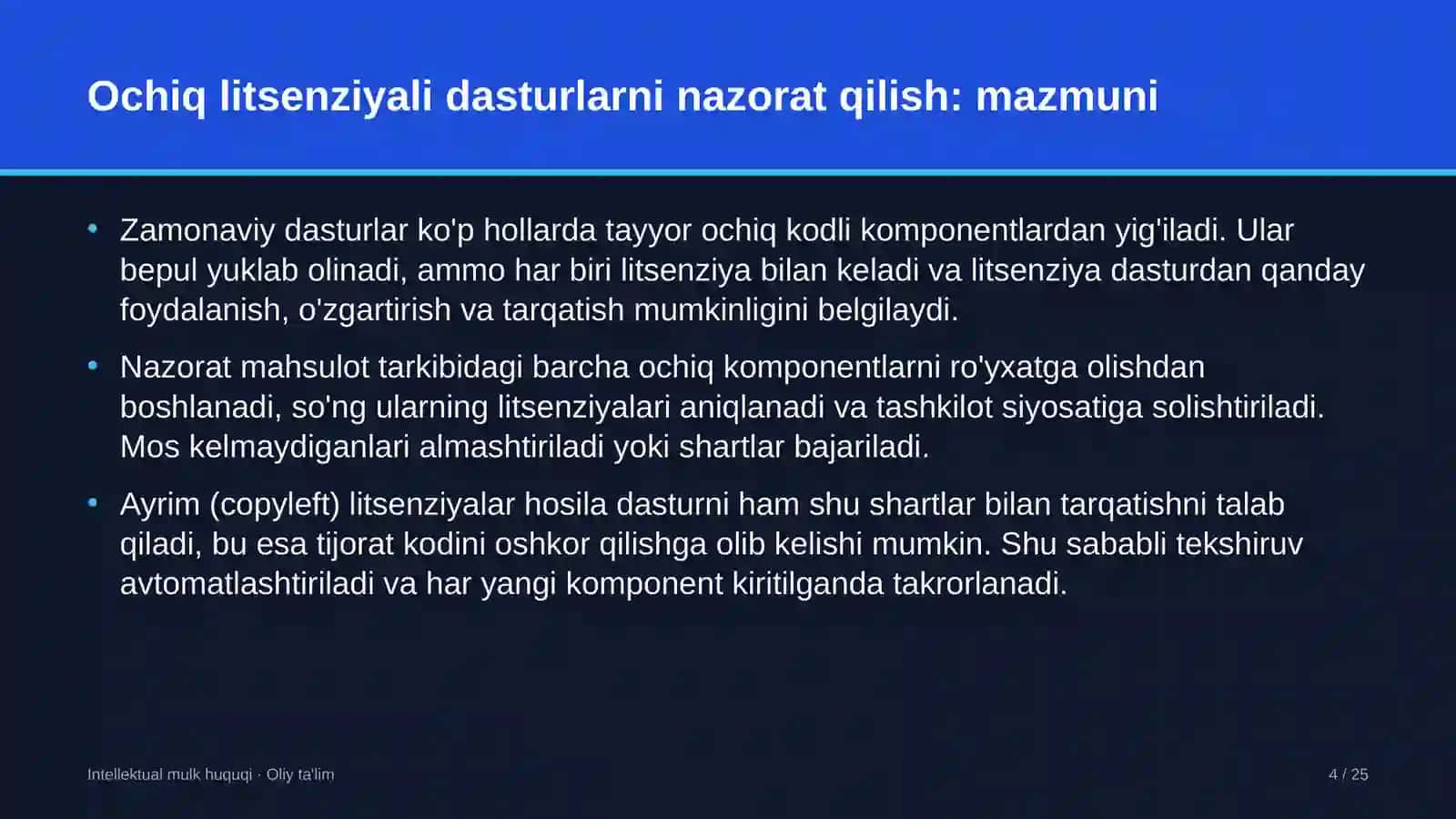 auditorlik tashkilotlarida ochiq litsenziyali dasturlardan foydalanishni nazorat qilish 5270 4
