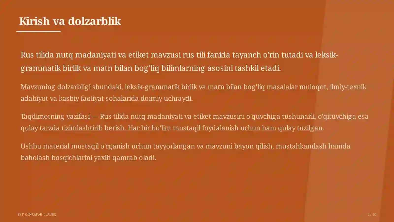 Rus tilida nutq madaniyati va etiket (11-sinf) 4