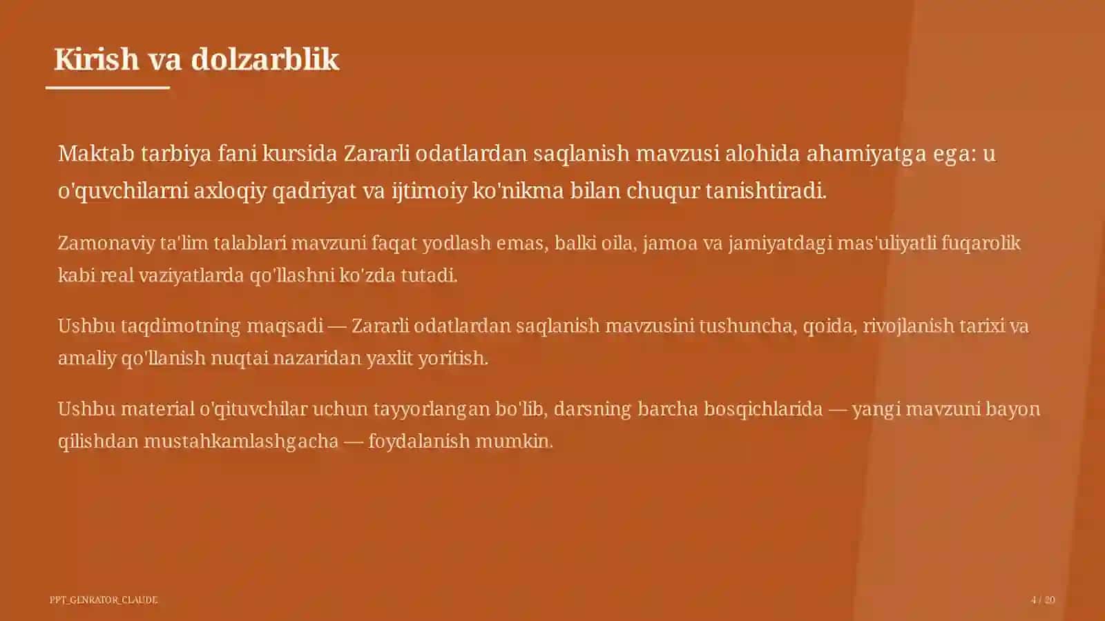 Zararli odatlardan saqlanish (7-sinf) 4