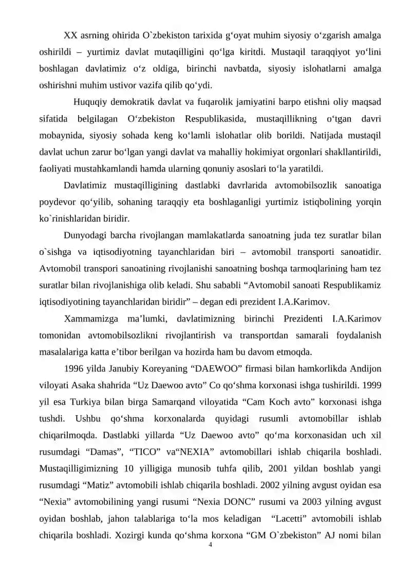 TRANSPORT VOSITALARIDA QO‘LLANILADIGAN NOMETALL MATERIALLAR fanidan O‘QUV-USLUBIY MAJMUA 4