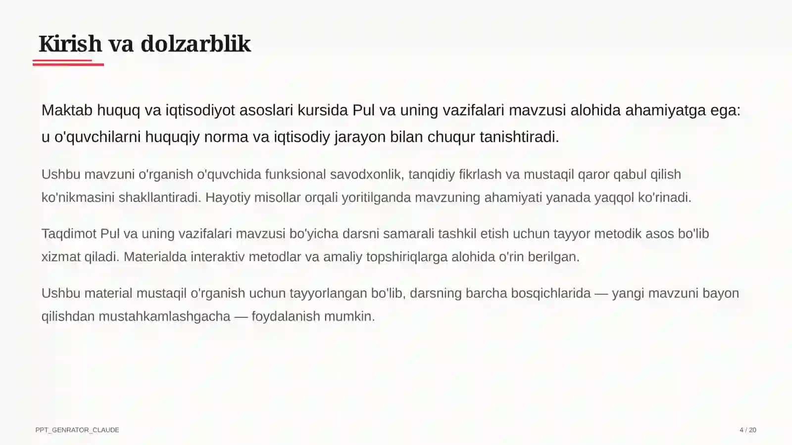 Pul va uning vazifalari (9-sinf) 4