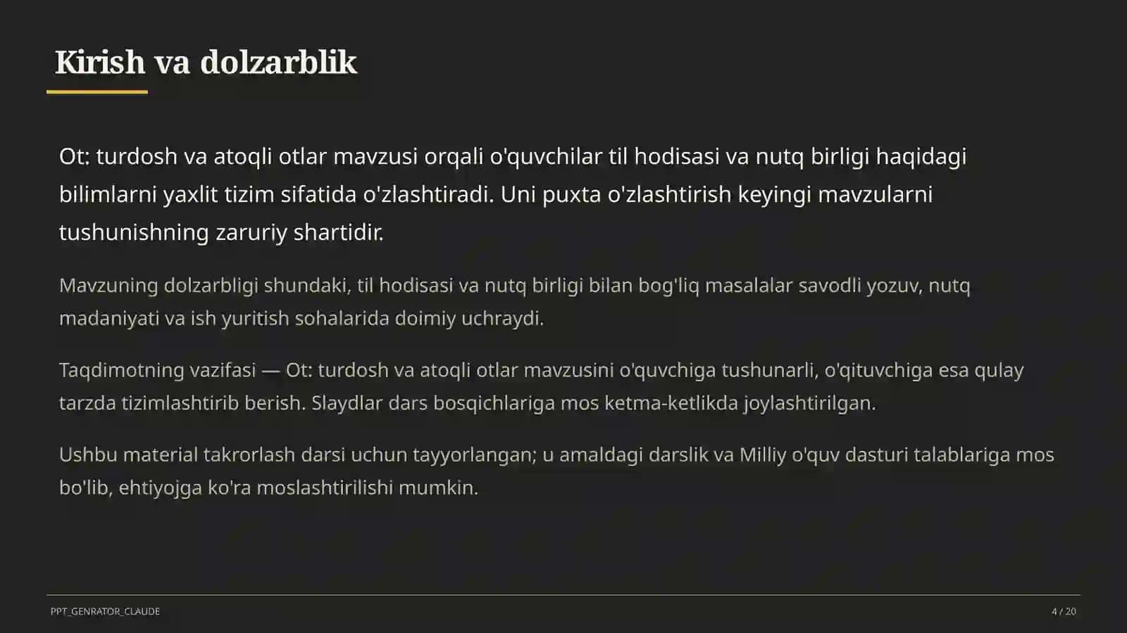 Ot: turdosh va atoqli otlar (6-sinf) 4