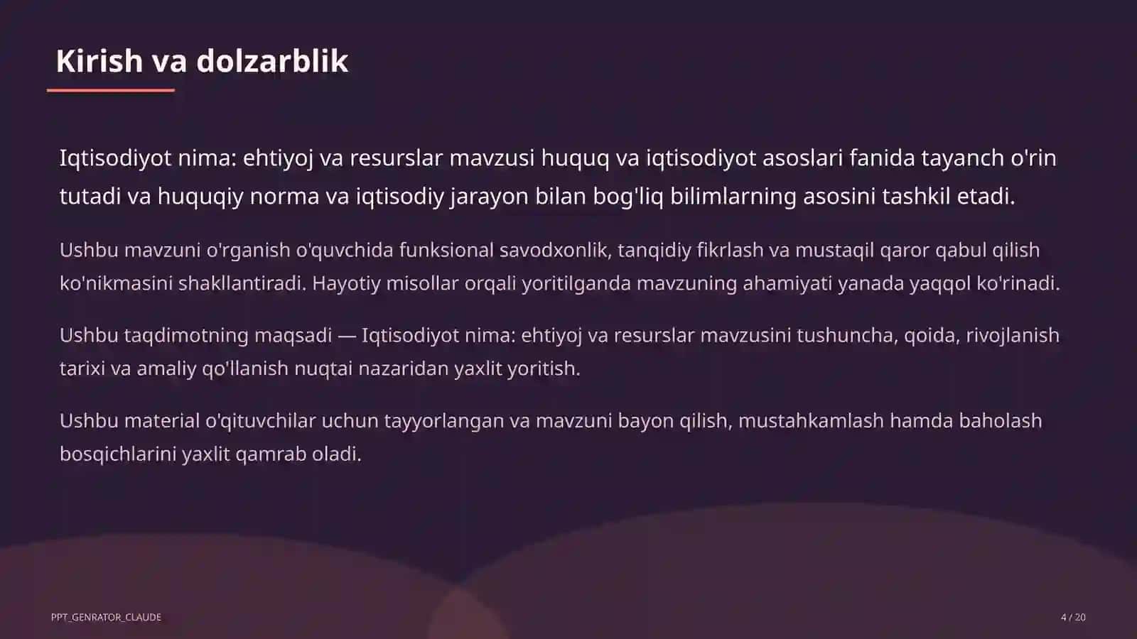 Iqtisodiyot nima: ehtiyoj va resurslar (9-sinf) 4