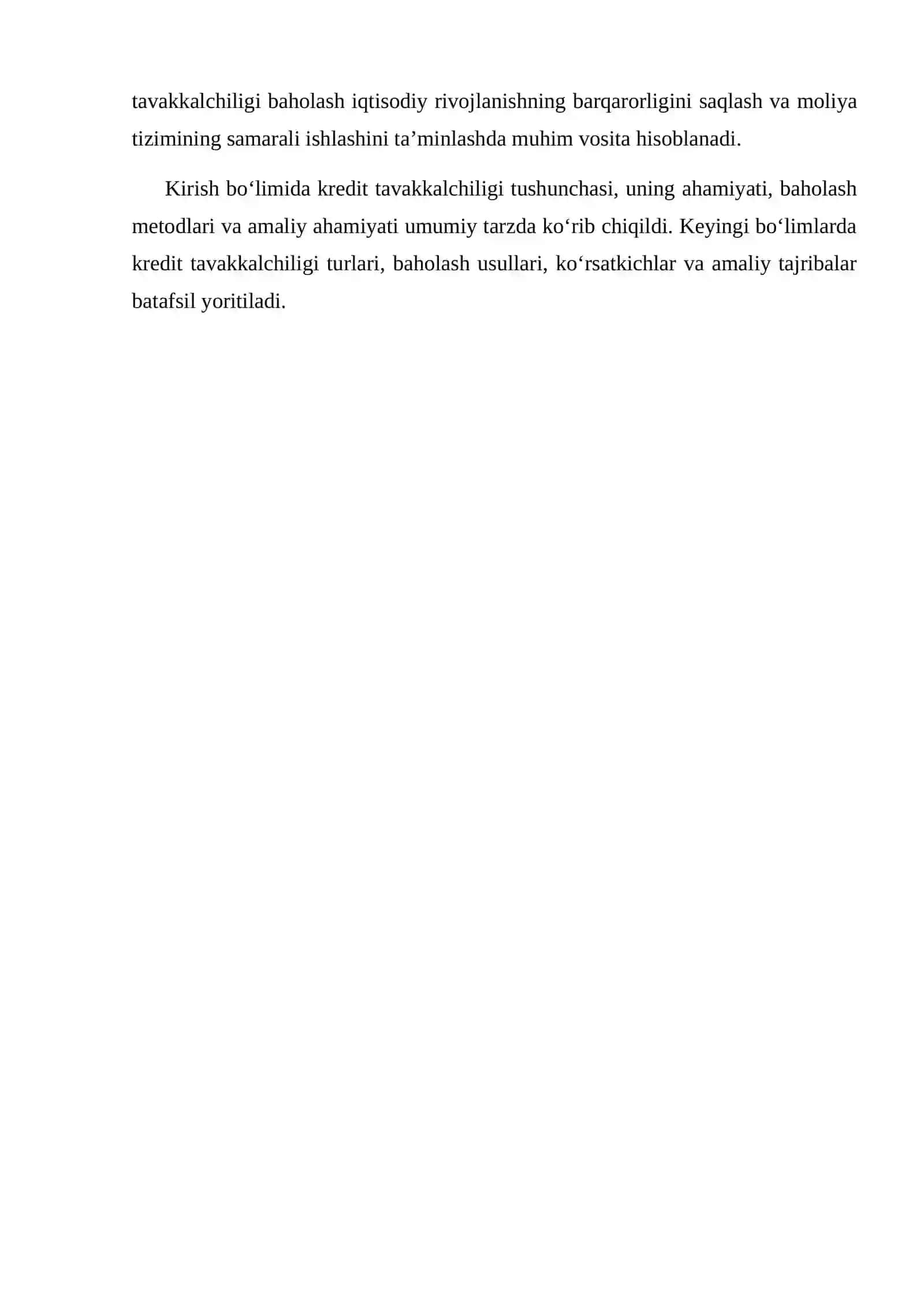 KREDIT TAVAKKALCHILIGI QIYMATINI BAHOLASH 4