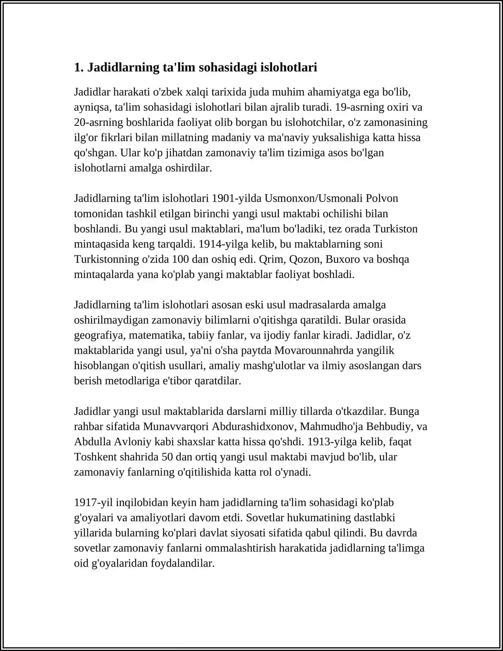 JADID MA’RIFATPARVARLARINING O‘LKAMIZ IJTIMOIY-MA’NAVIY HAYOTIDA TUTGAN O‘RNI 4