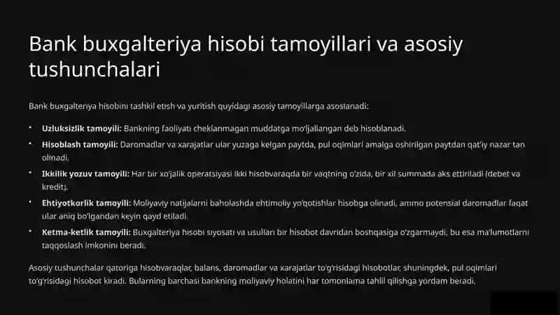 Banklarda buxgalteriya hisobini tashkil etish asoslari va mohiyati 4