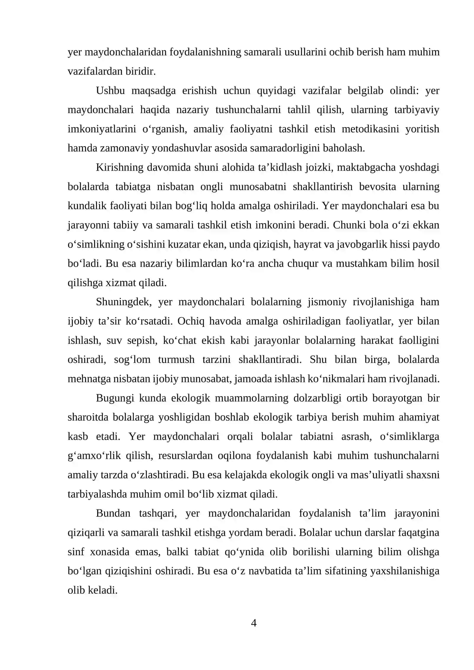 Yer maydonchalarining nazariy asoslari va pedagogik ahamiyati 4