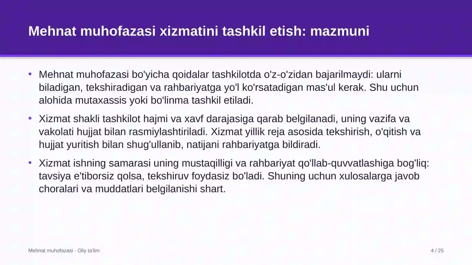 oshxonalarda mehnat muhofazasi xizmatini tashkil etish 8482 4