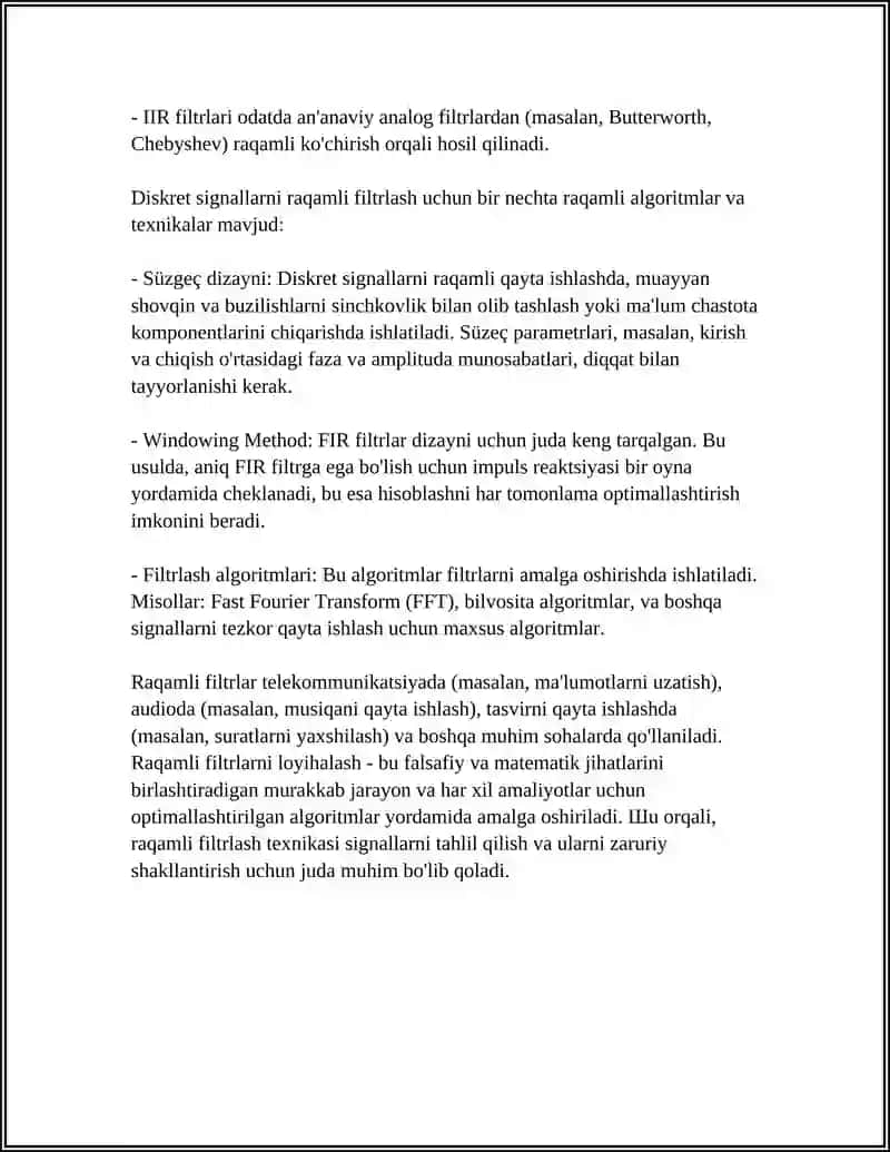 Diskret signallarni raqamli filtrlash 4