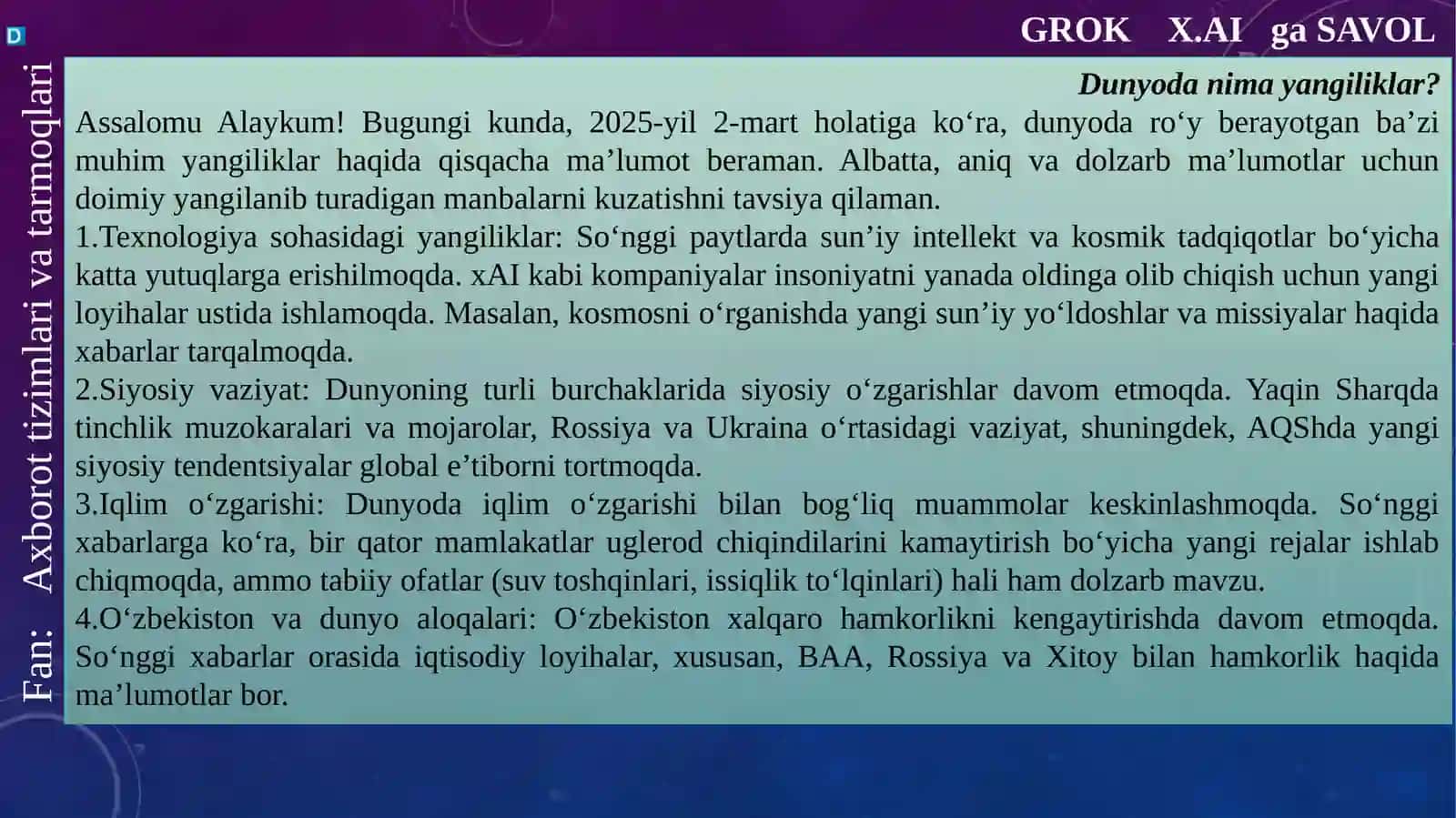 5-ma‘ruza: Informatikaning dasturiy ta'minoti va rivojlanish istiqbollari 4