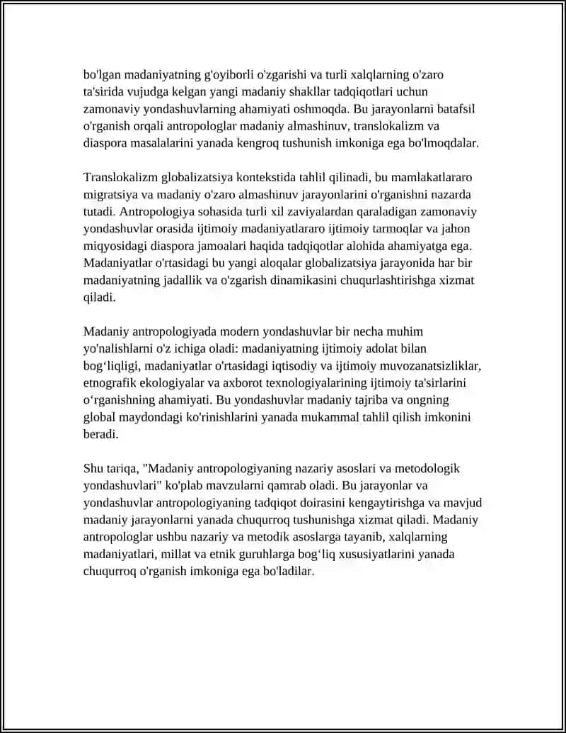 MADANIY ANTROPONIYA, ETNIK INIFITSIZASIYA NAZARIYASI, GLOBALIZATSIYA MINTIQIYATSIYA TADQIQOT MODERIN YONDASHUVLAR 4
