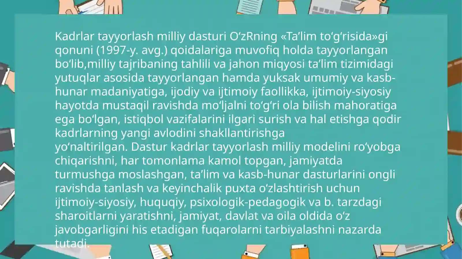 Kadrlar tayyorlash va ta’lim sohasini isloh qilish 4
