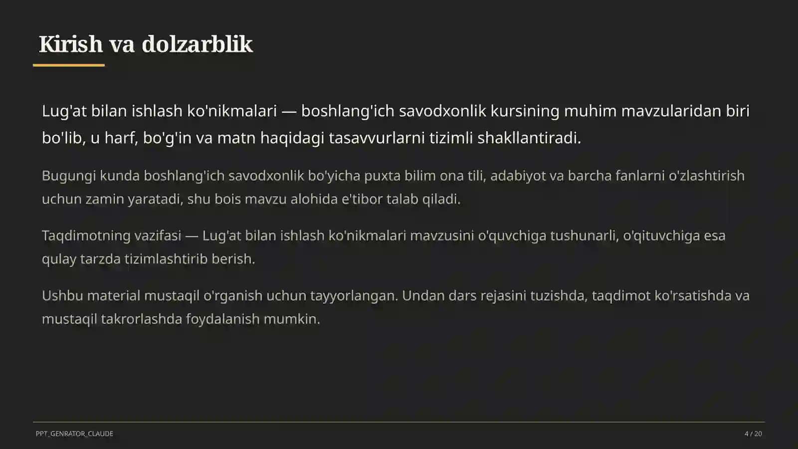 Lug'at bilan ishlash ko'nikmalari (4-sinf) 4