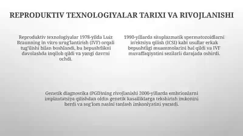 Yangi reproduktiv texnologiyalar va prenatal diagnostika 4
