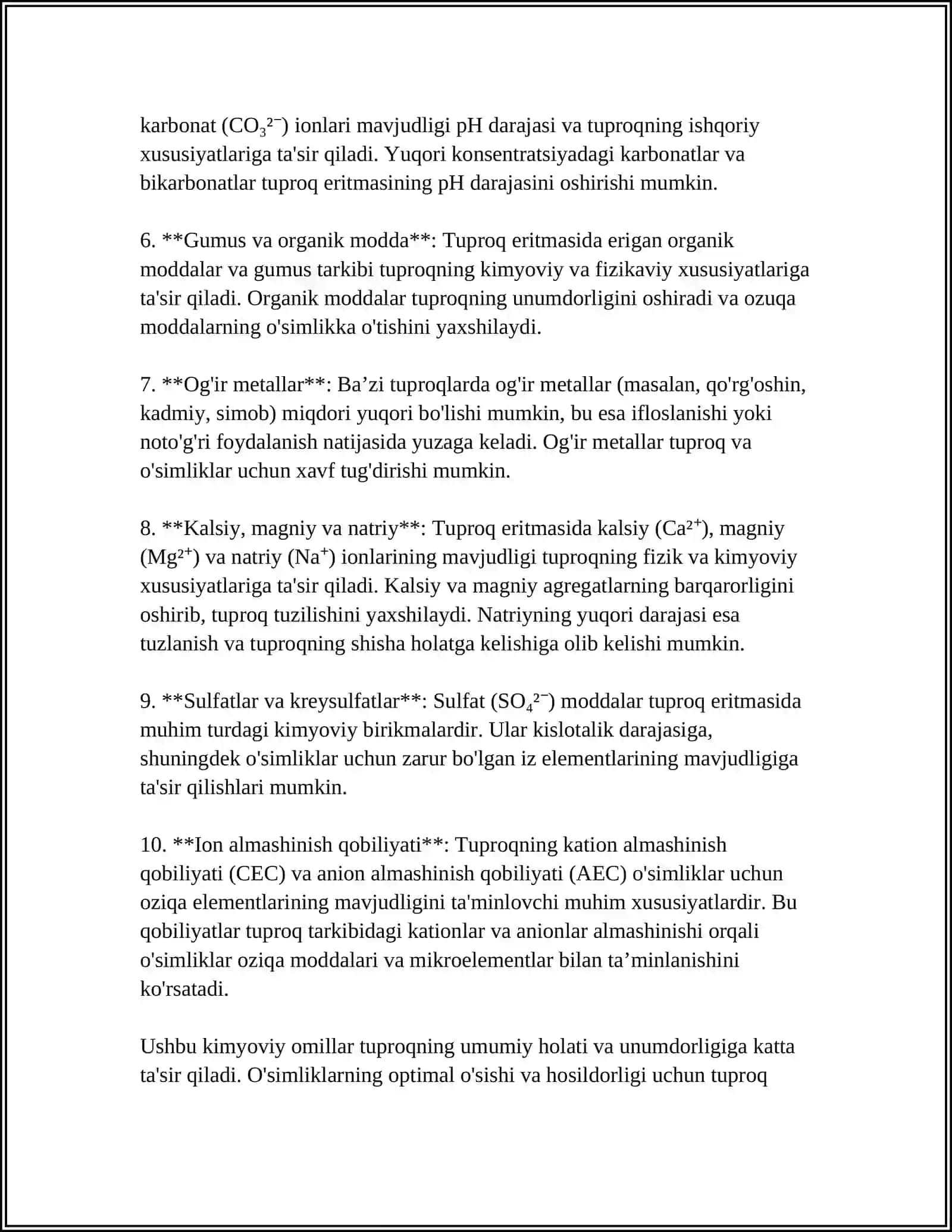 MUSTAQIL ISH Mavzu: TUPROQ ERITMASI VA TUPROQDAGI OKSIDLANISH-QAYTARILSH JARAYONLARI 4