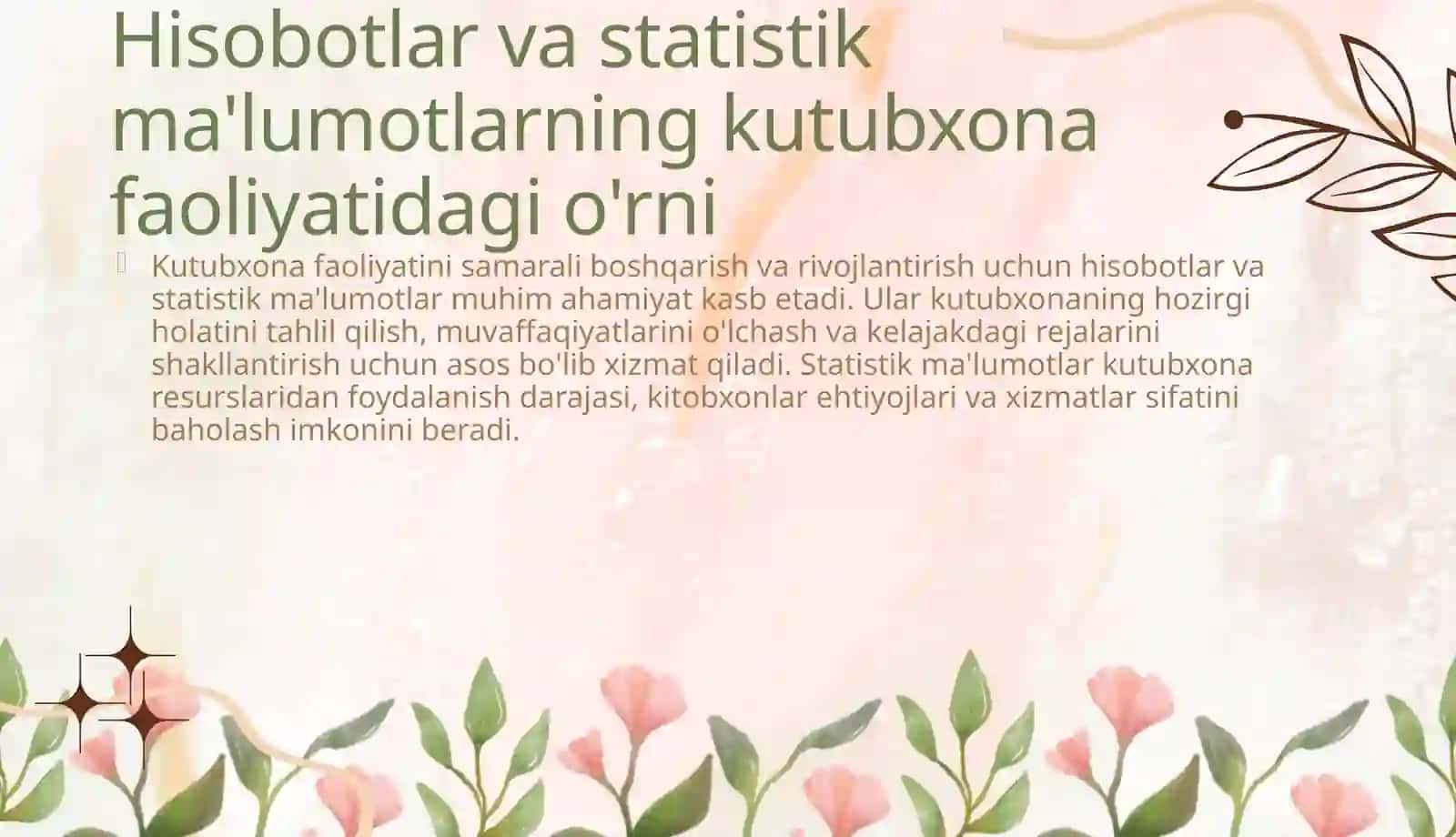 Kutubxona dasturlarida hisobotlar va statistik ma'lumotlar tayyorlash 4