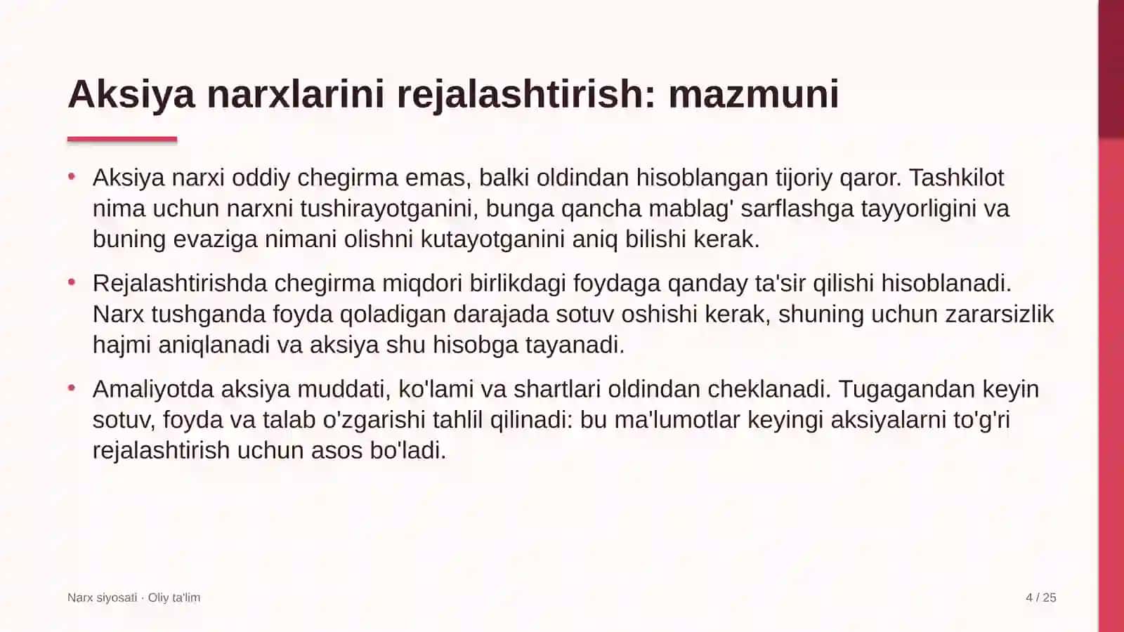 Davlat banklarida aksiya narxlarini rejalashtirish 4