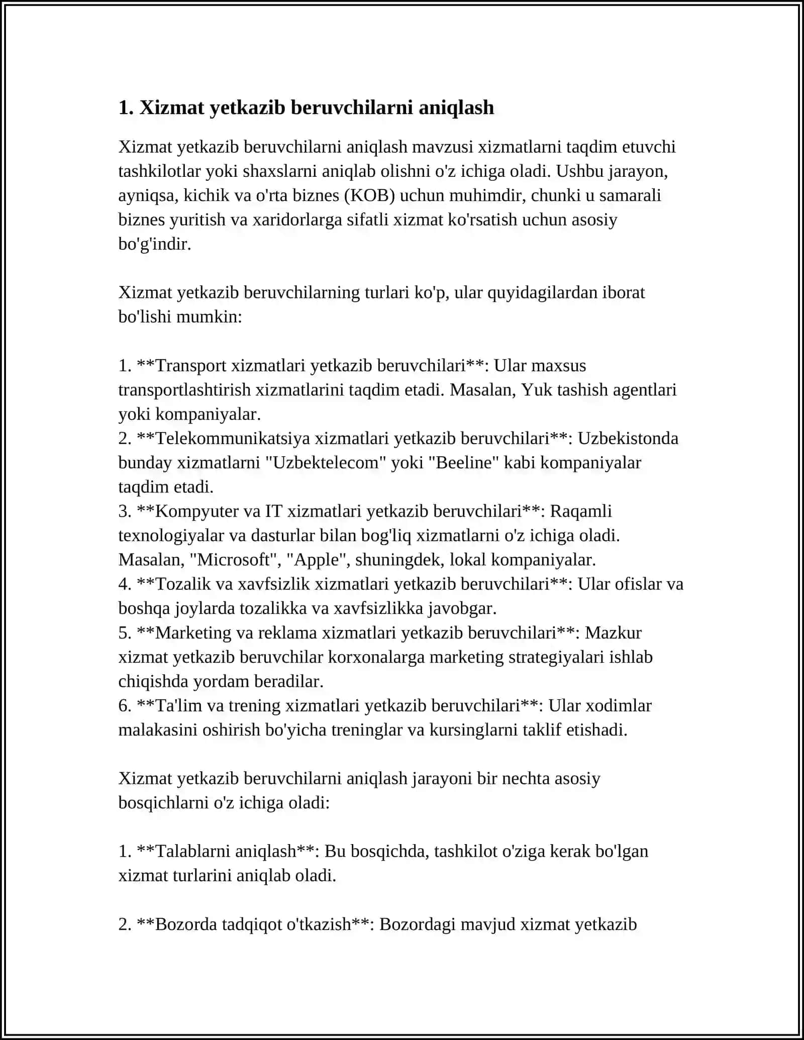 TURIZMDA XIZMAT YETKAZIB BERUVCHILAR BILAN HAMKORLIKNI OʻRNATISH VA SHARTNOMALAR TUZISH 4