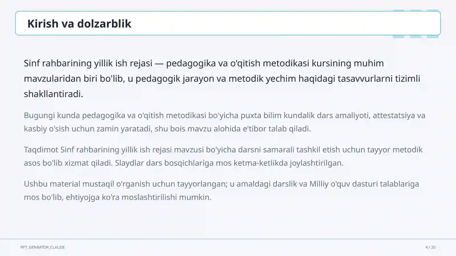 Sinf rahbarining yillik ish rejasi 4