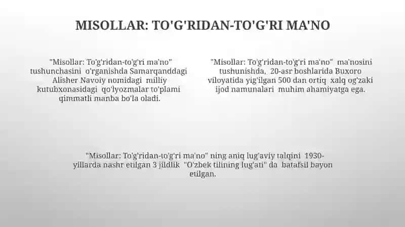 Misollar: majoziy ma'no 4