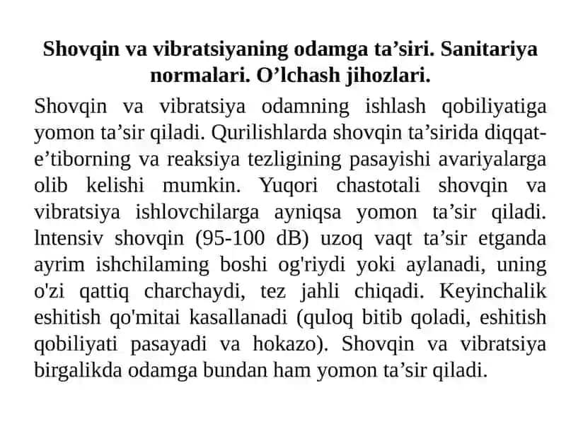ISHLAB CHIQARISHDAGI SHOVQIN VA VIBRATSIYANI HISOBLASH 4