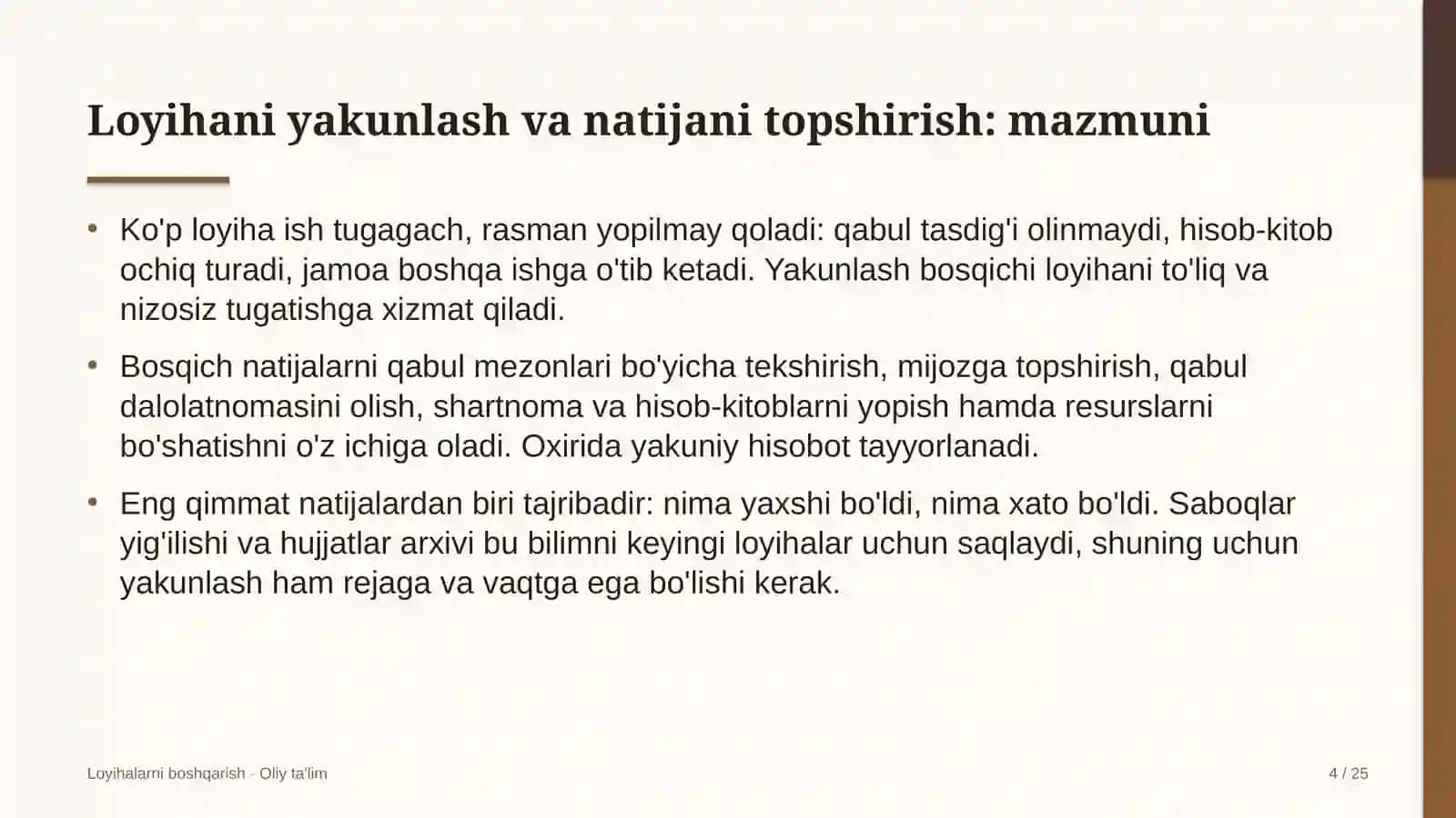 neft mahsulotlari savdosida loyihani yakunlash va natijalarni topshirish 1359 4