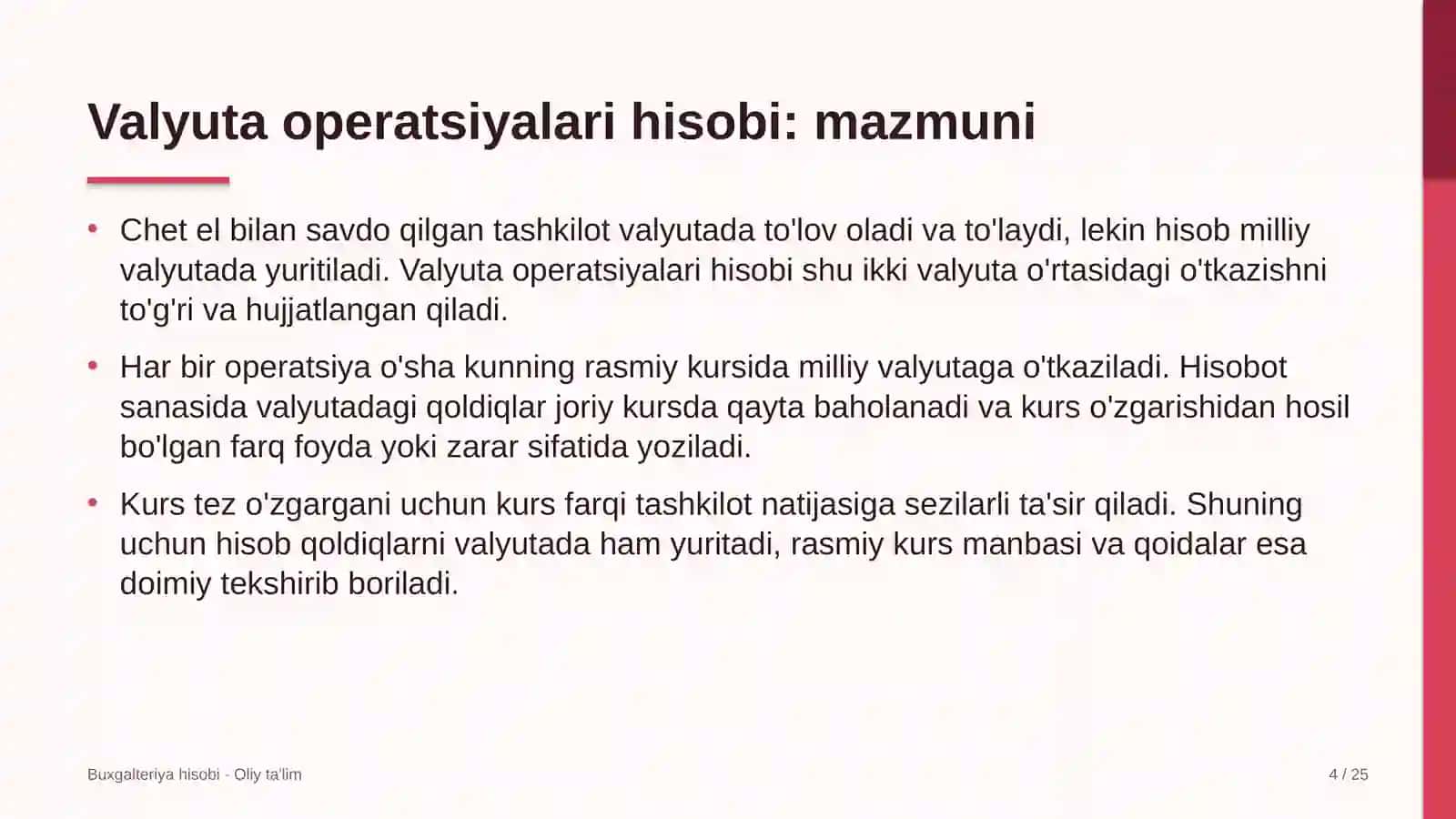 Keramik plitka ishlab chiqarishda valyuta operatsiyalari hisobi 4