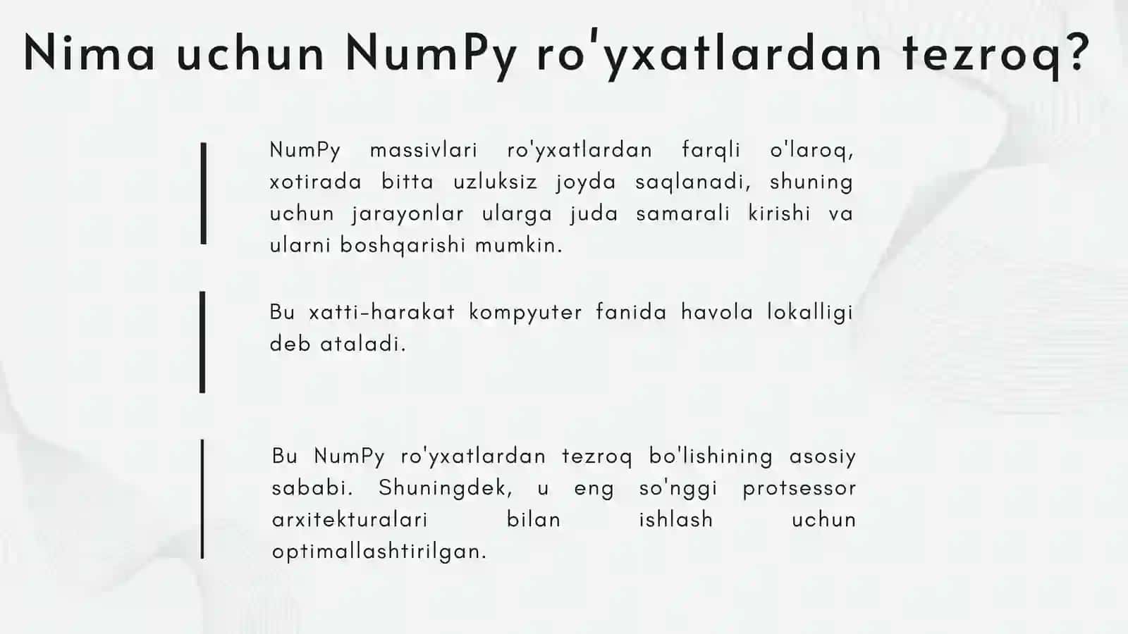 NUMPY KUTUBXONASI VA MASSIVLAR BILAN ISHLASH 4