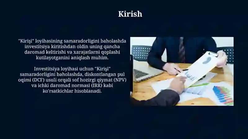 Investitsiya loyhalaring samaradorligini boholash 4