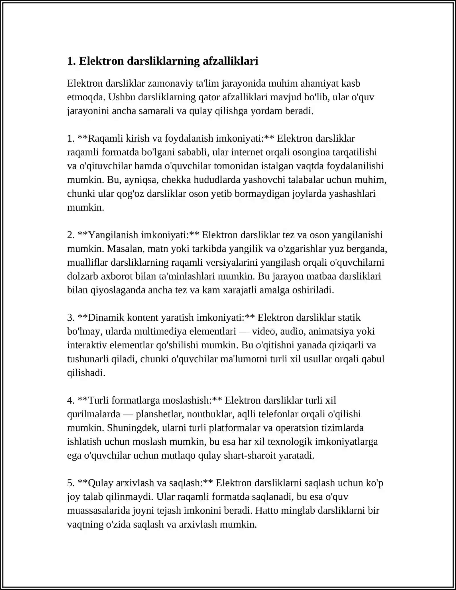 ELEKTRON DARSLIKLAR, ELEKTRON TA'LIM VOSITALARI VA ULARNI O'ZBEK VA ADABIYOT DARSLARI JARAYONIDA QO'LLASH 4